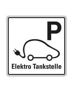 Hinweisschild: Parkplatz Elektro Tankstelle, Aluminium RA0 reflektierend, 600 mm x 600 mm, 1 Stück