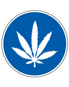 Gebotsschild Cannabiskonsum erlaubt, Ø 200 mm, blau, Kunststoff