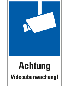 Hinweisschild: Achtung Videoüberwachung!, Symbol und Text