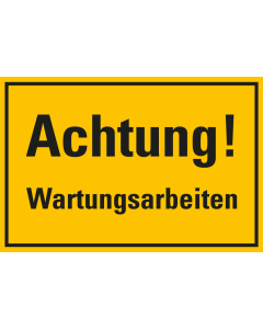 Hinweisschild Achtung! Wartungsarbeiten, gelb-schwarz, Magnetfolie, 300 x 200 mm, 1 Stück