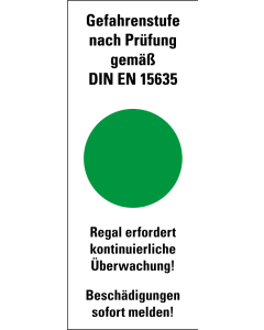 Hinweisschild: Gefahrenstufe grün, Standardfolie, 40 x 100 mm, Bogen
