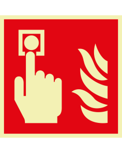 PERMALIGHT power Brandschutzschild: Brandmelder, ASR/ISO, Folie selbstklebend lang nachleuchtend, 200 mm x 200 mm, 1 Stück
