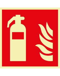 PERMALIGHT power Brandschutzschild: Feuerlöscher, ASR/ISO, Folie selbstklebend lang nachleuchtend, 200 mm x 200 mm, 1 Stück