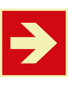 PERMALIGHT power Brandschutzzeichen: Richtungsangabe, ASR/ISO, Kunststoff lang nachleuchtend, 200 mm x 200 mm, 1 Stück