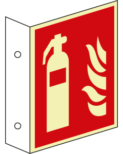 PERMALIGHT power Fahnenschild: Feuerlöscher, ASR/ISO, Kunststoff lang nachleuchtend, 200 mm x 200 mm, 1 Stück