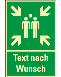 PERMALIGHT power Rettungszeichen-Kombischild: Sammelplatz mit Text nach Wunsch, ASR A2.3, Kunststoff lang nachleuchtend, 400 x 600 mm