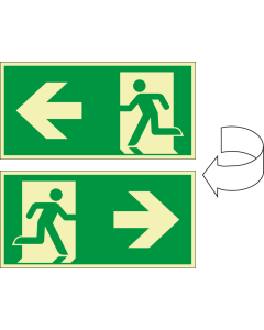 PERMALIGHT power Rettungszeichen: Rettungsweg rechts/links mit Pfeil, ASR/ISO, doppelseitig, Kunststoff lang nachleuchtend