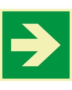 PERMALIGHT power Rettungszeichen: Richtungspfeil gerade, ASR/ISO, versch. Materialien, lang nachleuchtend