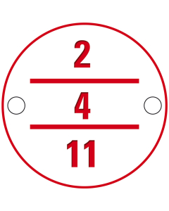 Stromkreisbezeichnungschild mit Text nach Wunsch 3-zeilig, Kunststoff graviert, 2 Bohrungen, Ø 40 mm, Stück