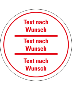 Stromkreisbezeichnungschild mit Text nach Wunsch 3-zeilig, Kunststoff graviert selbstklebend, Ø 40 mm, Stück