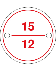 Stromkreisbezeichnungschild mit Text nach Wunsch,Kunststoff graviert, 2 Bohrungen, Ø 40 mm, Stück