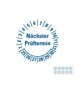 Produkt Hauptbild von 6-Jahres-Prüfplakette Nächster Prüftermin, weiß, Folie selbstklebend, 10 St./Bogen