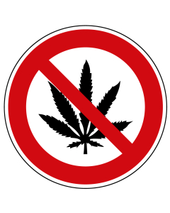 Verbotsschild Cannabiskonsum verboten Ø 200 mm, rot-schwarz, Kunststoff