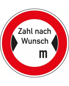 Verkehrszeichen Nr. 264 Verbot für Fahrzeuge mit Breite nach Wunsch, Aluminium reflektierend, Ø 420 mm, 1 Stück