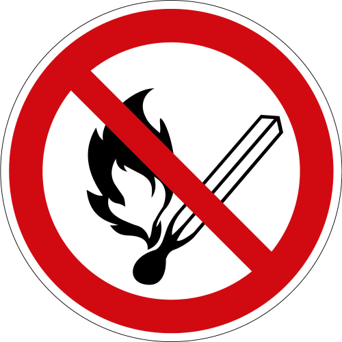 Hauptbild Verbotsschild: Keine offene Flamme, Feuer, offene Zündquelle, ASR/ISO, Folie selbstklebend, Ø 200 m Hauptbild Verbotsschild: Keine offene Flamme, Feuer, offene Zündquelle, ASR/ISO, Folie selbstklebend, Ø 200 m