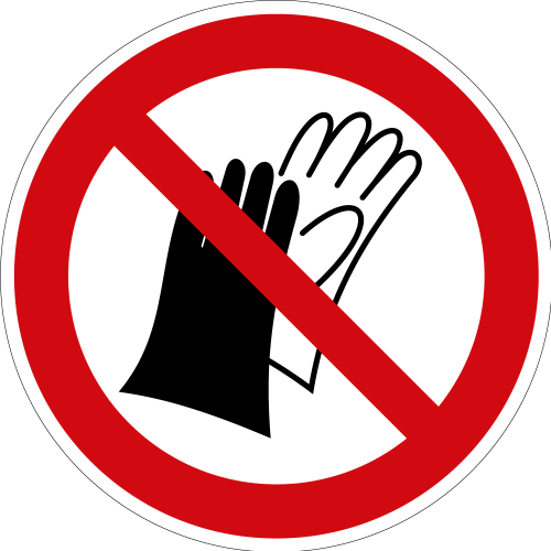 Benutzten von Handschuhen verboten, Ø 50 mm, 10 Stück pro Bogen Benutzten von Handschuhen verboten, Ø 50 mm, 10 Stück pro Bogen