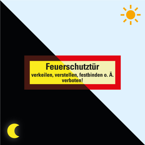 Permalight Power Feuerwehrschild: Feuerschutztür verkeilen, verstellen, festbinden o.Ä verboten, Kunststoff lang nachleuchtend, 210 x 74 mm Permalight Power Feuerwehrschild: Feuerschutztür verkeilen, verstellen, festbinden o.Ä verboten, Kunststoff lang nachleuchtend, 210 x 74 mm
