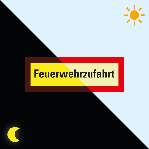Permalight Power Feuerwehrschild: Feuerwehrzufahrt, Aluminium lang nachleuchtend, 420 x 148 mm