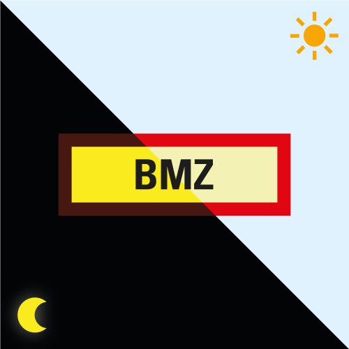 Permalight Power Feuerwehrschild: BMZ, Folie selbstklebend lang nachleuchtend, 210 x 74 mm Permalight Power Feuerwehrschild: BMZ, Folie selbstklebend lang nachleuchtend, 210 x 74 mm
