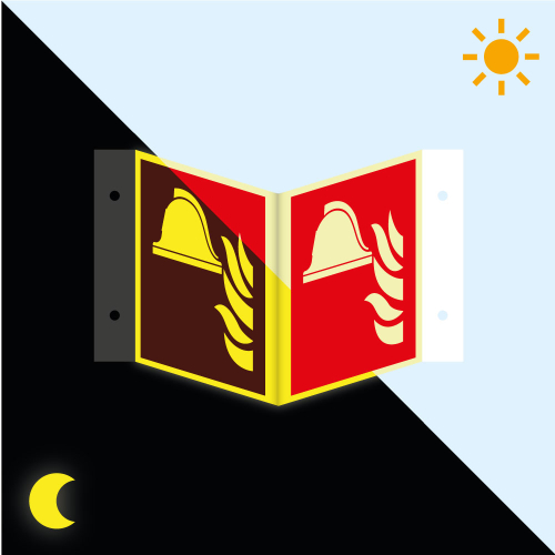 Permalight Power Brandschutz-Nasenschild: Mittel und Geräte zur Brandbekämpfung, Kunststoff lang nachleuchtend, 200 x 200 mm