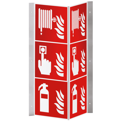 Hauptbild Brandschutz-Nasenschild: Feuerlöscher, Brandmelder, Löschschlauch, ASR/ISO, Kunststoff, 200 x 600 mm