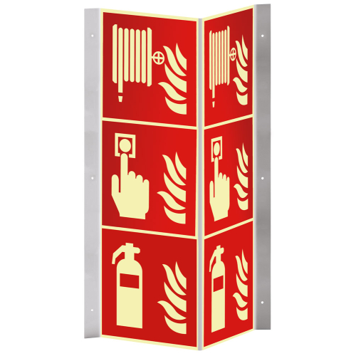 Hauptbild PERMALIGHT® power Nasenschild: Feuerlöscher, Brandmelder, Löschschlauch, ASR/ISO, Kunststoff lang nachleuchtend, 200 x 600 mm
