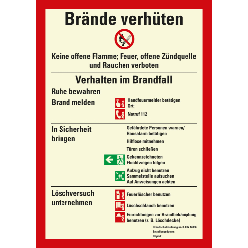 Betriebsaushang: Brandschutzordnung gemäß DIN 14096 Teil A Handfeuermelder, weiß-rot, Folie selbstklebend oder Kunststoff, 210 mm x 297 mm, nur als Einzelstück