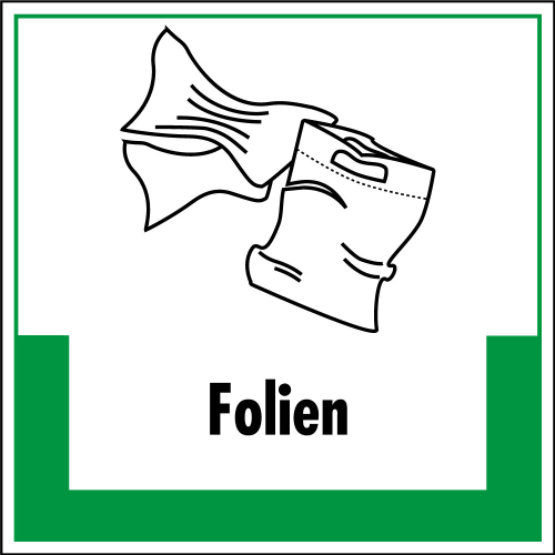 Abfallkennzeichen: Folien, Symbol mit Text, Folie selbstklebend, 200 x 200 mm, 1 Stück Abfallkennzeichen: Folien, Symbol mit Text, Folie selbstklebend, 200 x 200 mm, 1 Stück
