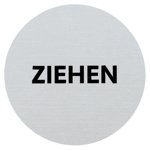Hauptbild Türschild: Ziehen, Vollaluminium silber eloxiert, Ø 60 mm Hauptbild Türschild: Ziehen, Vollaluminium silber eloxiert, Ø 60 mm