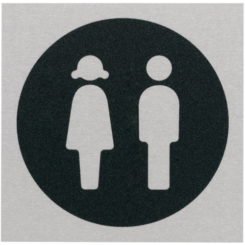 Hauptbild Türschild Piktogramm Damen/Herren-Toiletten, Aluminium selbstklebend, 80 x 80 mm