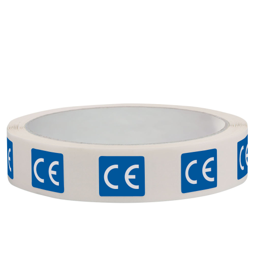 CE-Kennzeichen, RoHS konform, rechteckig, blau-weiß, Folie selbstklebend, 20 mm x 15 mm, 500 St./Rolle CE-Kennzeichen, RoHS konform, rechteckig, blau-weiß, Folie selbstklebend, 20 mm x 15 mm, 500 St./Rolle