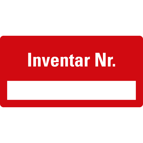 Inventaretikett: Inventar Nr., Zeile zum Selbstbeschriften, rot, fälschungssichere Folie, 40 x 20 mm, 500 St./Rolle Inventaretikett: Inventar Nr., Zeile zum Selbstbeschriften, rot, fälschungssichere Folie, 40 x 20 mm, 500 St./Rolle