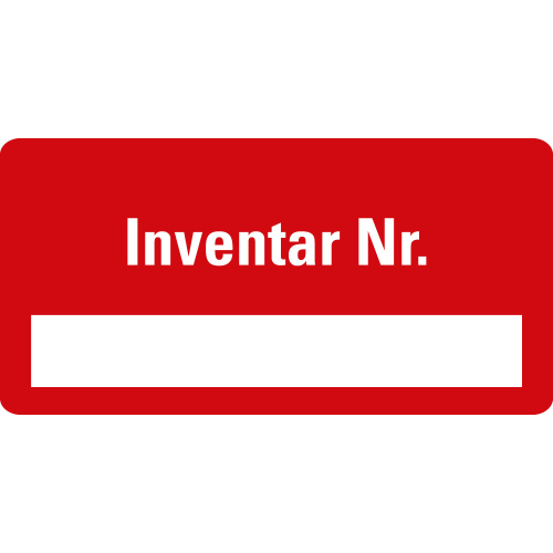 Inventaretikett: Inventar Nr., Zeile zum Selbstbeschriften, rot, fälschungssichere Folie mit Spezialkleber, 40 x 20 mm, 16 St./Bogen Inventaretikett: Inventar Nr., Zeile zum Selbstbeschriften, rot, fälschungssichere Folie mit Spezialkleber, 40 x 20 mm, 16 St./Bogen