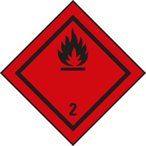 Verpackungskennzeichen: Klasse 2.1 - Entzündbare Gase, rot-schwarz, IMDG-Code, GGVSEB, ADR, IATA, seewasserbeständige Folie, 100 mm x 100 mm, 1 Stück Verpackungskennzeichen: Klasse 2.1 - Entzündbare Gase, rot-schwarz, IMDG-Code, GGVSEB, ADR, IATA, seewasserbeständige Folie, 100 mm x 100 mm, 1 Stück