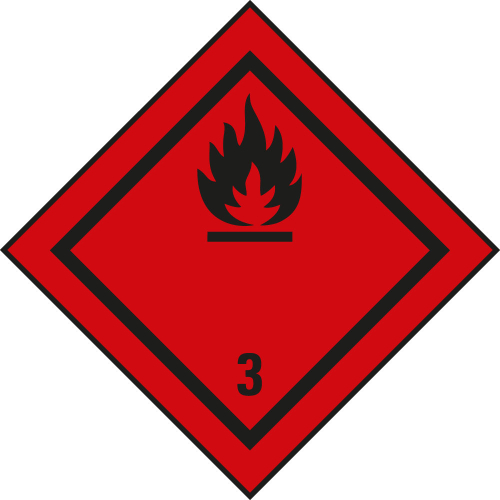 Verpackungskennzeichen: Klasse 3 - Entzündbare Flüssigkeiten, rot-schwarz, IMDG-Code, GGVSEB, ADR, IATA, seewasserbeständige Folie, 100 mm x 100 mm, 1 Stück Verpackungskennzeichen: Klasse 3 - Entzündbare Flüssigkeiten, rot-schwarz, IMDG-Code, GGVSEB, ADR, IATA, seewasserbeständige Folie, 100 mm x 100 mm, 1 Stück