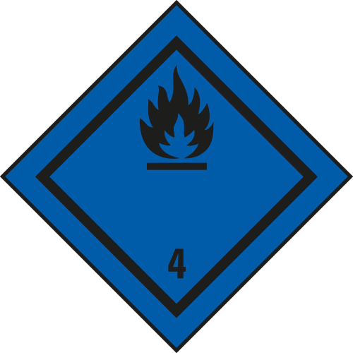 Gefahrgutzettel: Klasse 4.3 Entzündliche Feststoffe, seewasserbeständige Folie, 250 x 250 mm, 1 Stück Gefahrgutzettel: Klasse 4.3 Entzündliche Feststoffe, seewasserbeständige Folie, 250 x 250 mm, 1 Stück