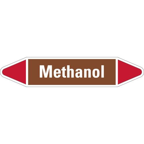 Rohrleitungsetikett Methanol, braun-weiß-rot, für Rohre mit Ø 15 - 25 mm, Standardfolie, 96 x 17 mm, 8 St./Bogen Rohrleitungsetikett Methanol, braun-weiß-rot, für Rohre mit Ø 15 - 25 mm, Standardfolie, 96 x 17 mm, 8 St./Bogen