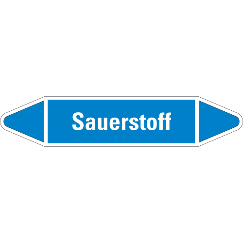 Rohrleitungsetikett Sauerstoff, blau-weiß, für Rohre mit Ø 15 - 25 mm, Standardfolie, 96 x 17 mm, 8 St./Bogen Rohrleitungsetikett Sauerstoff, blau-weiß, für Rohre mit Ø 15 - 25 mm, Standardfolie, 96 x 17 mm, 8 St./Bogen