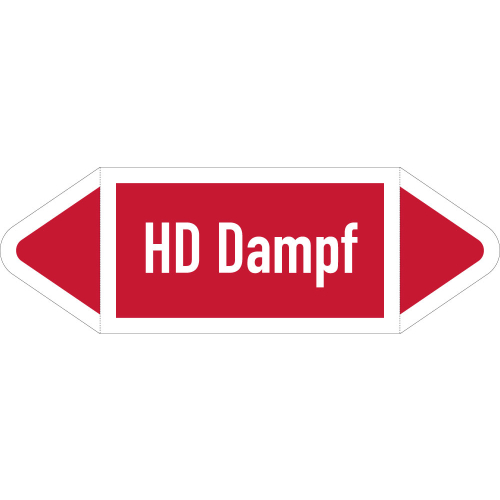 Rohrleitungsetikett HD Dampf, gemäß DIN 2403, rot-weiß, für Rohre mit Ø ab 90 mm, Standardfolie, 440 x 100 mm, 2 St./Bogen Rohrleitungsetikett HD Dampf, gemäß DIN 2403, rot-weiß, für Rohre mit Ø ab 90 mm, Standardfolie, 440 x 100 mm, 2 St./Bogen