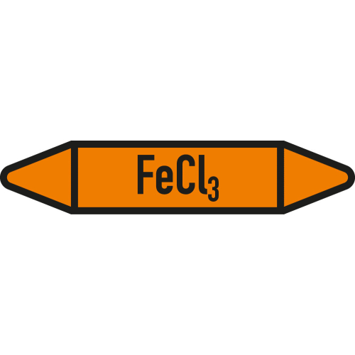 Rohrleitungsetikett Fe CI3, gemäß DIN 2403, orange-schwarz, für Rohre mit Ø 15 - 25 mm, Standardfolie, 96 x 17 mm, 8 St./Bogen Rohrleitungsetikett Fe CI3, gemäß DIN 2403, orange-schwarz, für Rohre mit Ø 15 - 25 mm, Standardfolie, 96 x 17 mm, 8 St./Bogen