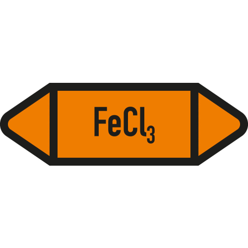 Rohrleitungsetikett Fe CI3, gemäß DIN 2403, orange-schwarz, für Rohre mit Ø ab 90 mm, Standardfolie, 440 x 100 mm, 2 St./Bogen Rohrleitungsetikett Fe CI3, gemäß DIN 2403, orange-schwarz, für Rohre mit Ø ab 90 mm, Standardfolie, 440 x 100 mm, 2 St./Bogen