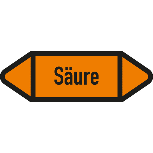 Rohrleitungsetikett Säure, gemäß DIN 2403, orange-schwarz, für Rohre mit Ø ab 90 mm, Standardfolie, 440 x 100 mm, 2 St./Bogen Rohrleitungsetikett Säure, gemäß DIN 2403, orange-schwarz, für Rohre mit Ø ab 90 mm, Standardfolie, 440 x 100 mm, 2 St./Bogen