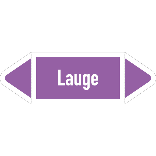 Rohrleitungsetikett Lauge, gemäß DIN 2403, violett-weiß, für Rohre mit Ø ab 90 mm, Standardfolie, 440 x 100 mm, 2 St./Bogen