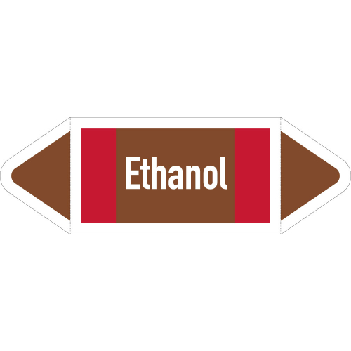 Rohrleitungsetikett Ethanol, gemäß DIN 2403, braun-weiß-rot, für Rohre mit Ø ab 90 mm, Standardfolie, 440 x 100 mm, 2 St./Bogen Rohrleitungsetikett Ethanol, gemäß DIN 2403, braun-weiß-rot, für Rohre mit Ø ab 90 mm, Standardfolie, 440 x 100 mm, 2 St./Bogen