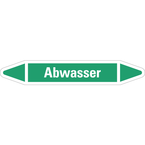 Rohrleitungsetikett Abwasser, grün-weiß, für Rohre mit Ø 40 - 60 mm, Standardfolie, 218 x 37 mm, 5 St./Bogen