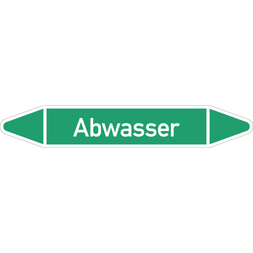 Rohrleitungsetikett Abwasser, grün-weiß, für Rohre mit Ø 60 - 90 mm, Standardfolie, 310 x 52 mm, 3 St./Bogen