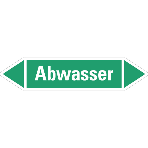 Rohrleitungsetikett Abwasser, grün-weiß, für Rohre mit Ø ab 90 mm, Standardfolie, 440 x 100 mm, 2 St./Bogen