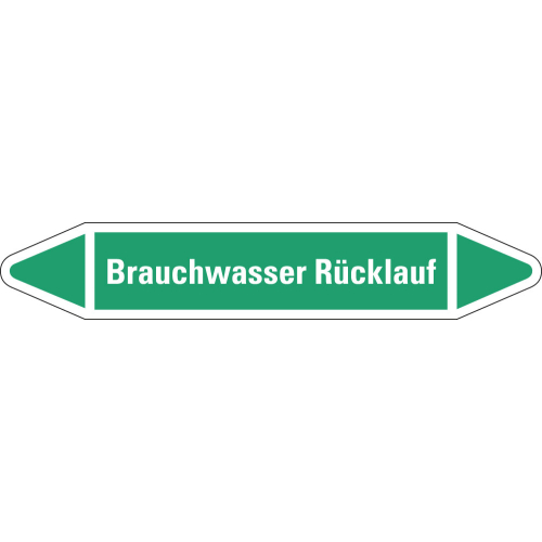 Rohrleitungsetikett Brauchwasser Rücklauf, grün-weiß, für Rohre mit Ø 15 - 25 mm, Standardfolie, 96 x 17 mm, 8 St./Bogen Rohrleitungsetikett Brauchwasser Rücklauf, grün-weiß, für Rohre mit Ø 15 - 25 mm, Standardfolie, 96 x 17 mm, 8 St./Bogen