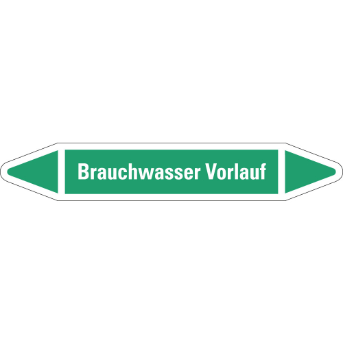 Rohrleitungsetikett Brauchwasser Vorlauf, grün-weiß, für Rohre mit Ø 25 - 40 mm, Standardfolie, 154 x 26 mm, 5 St./Bogen Rohrleitungsetikett Brauchwasser Vorlauf, grün-weiß, für Rohre mit Ø 25 - 40 mm, Standardfolie, 154 x 26 mm, 5 St./Bogen