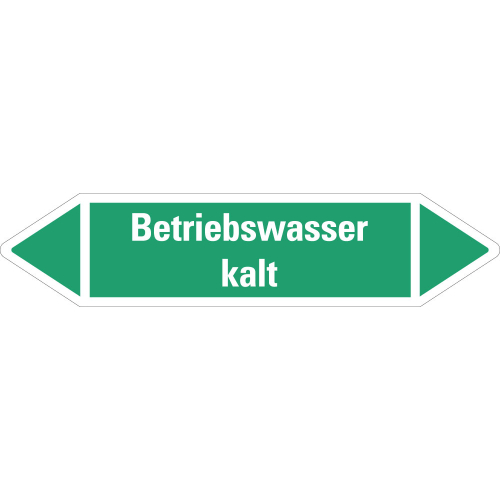 Rohrleitungsetikett Betriebswasser kalt, grün-weiß, für Rohre mit Ø ab 90 mm, Standardfolie, 440 x 100 mm, 2 St./Bogen Rohrleitungsetikett Betriebswasser kalt, grün-weiß, für Rohre mit Ø ab 90 mm, Standardfolie, 440 x 100 mm, 2 St./Bogen